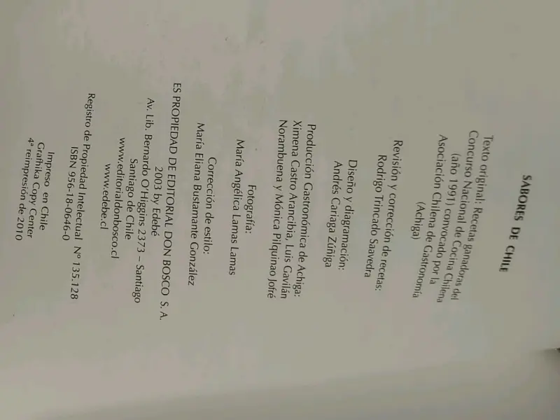 Libro de recetas Sabores de Chile de Avon - 2