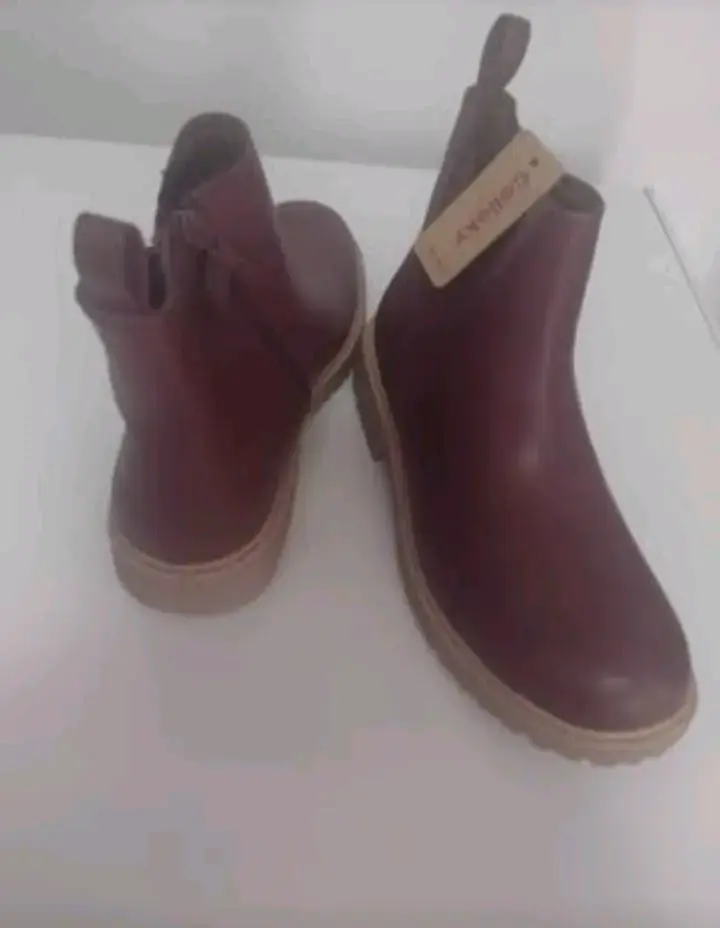 Botines de cuero marrón para mujer#35