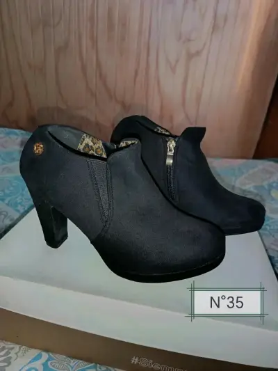 Botines de tacón alto negros elegantes - miniatura 2