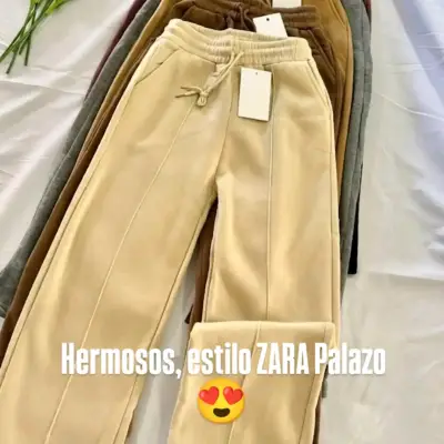 Pantalones estilo Zara Palazzo beige - miniatura 1