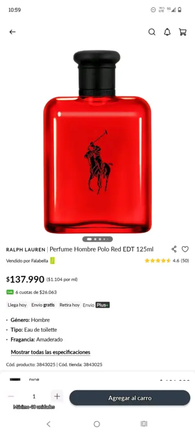 Perfume Ralph Lauren Polo Red EDT 125ml para Hombre - miniatura 1