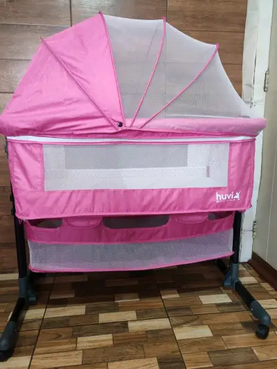 Cuna colecho rosa con mosquitero bebesit huvi - miniatura 2