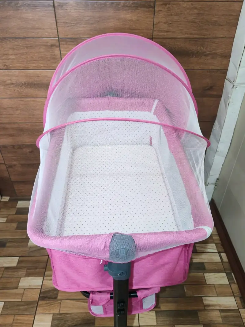 Cuna colecho rosa con mosquitero bebesit huvi - 3