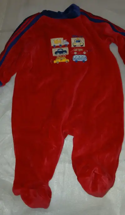 Conjunto de pijamas para niños de polar azul y rojo - miniatura 2