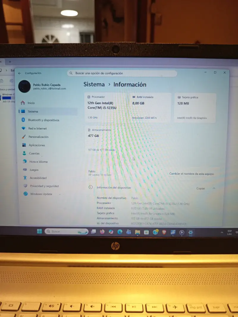 Laptop HP con Intel Core i5 - 6