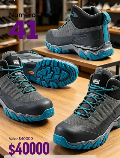 Botas de trekking gris y azul talla 41 - miniatura 1