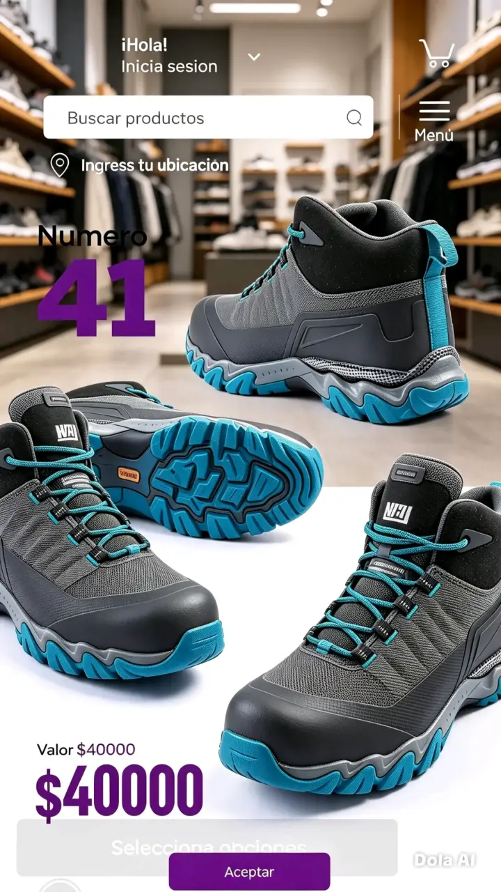 Botas de trekking gris y azul talla 41 - 2