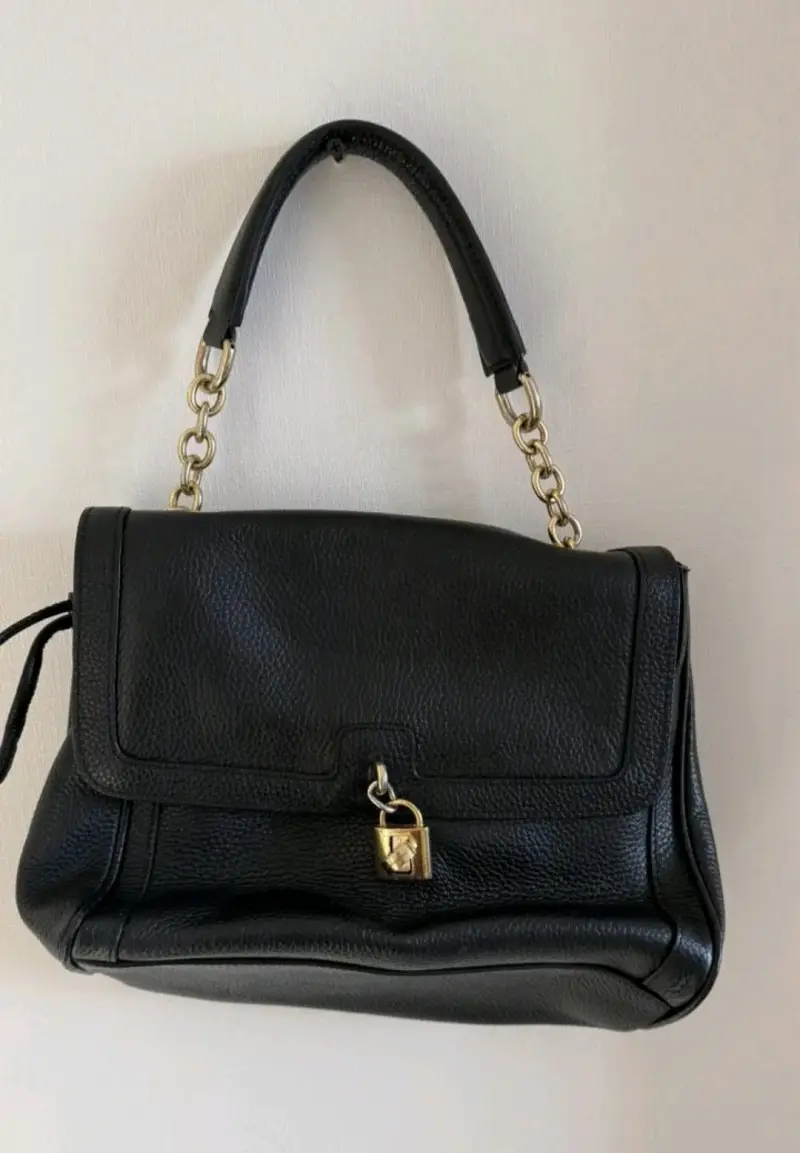 Bolso de cuero marrón con tachas doradas - 5