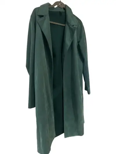 Abrigo largo verde elegante para mujer - miniatura 1