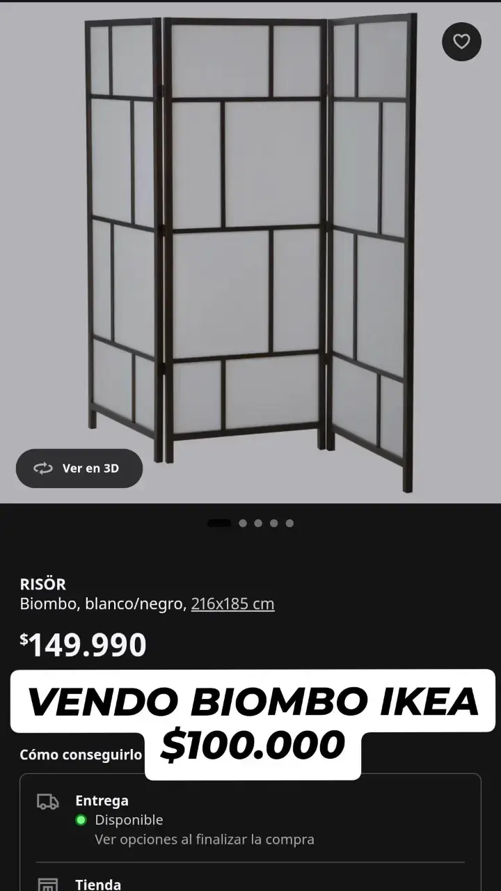 Biombo IKEA RISÖR blanco y negro