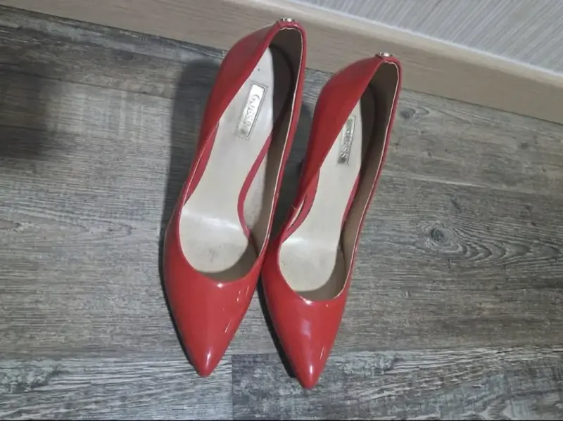 Botines de cuero burdeos con tacón para mujer - 5