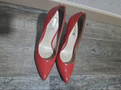 Botines de cuero burdeos con tacón para mujer - miniatura 5