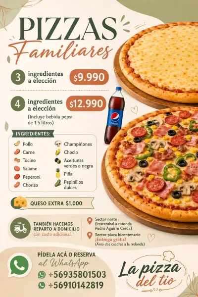 Pizza de 4 ingredientes a elección - miniatura 1