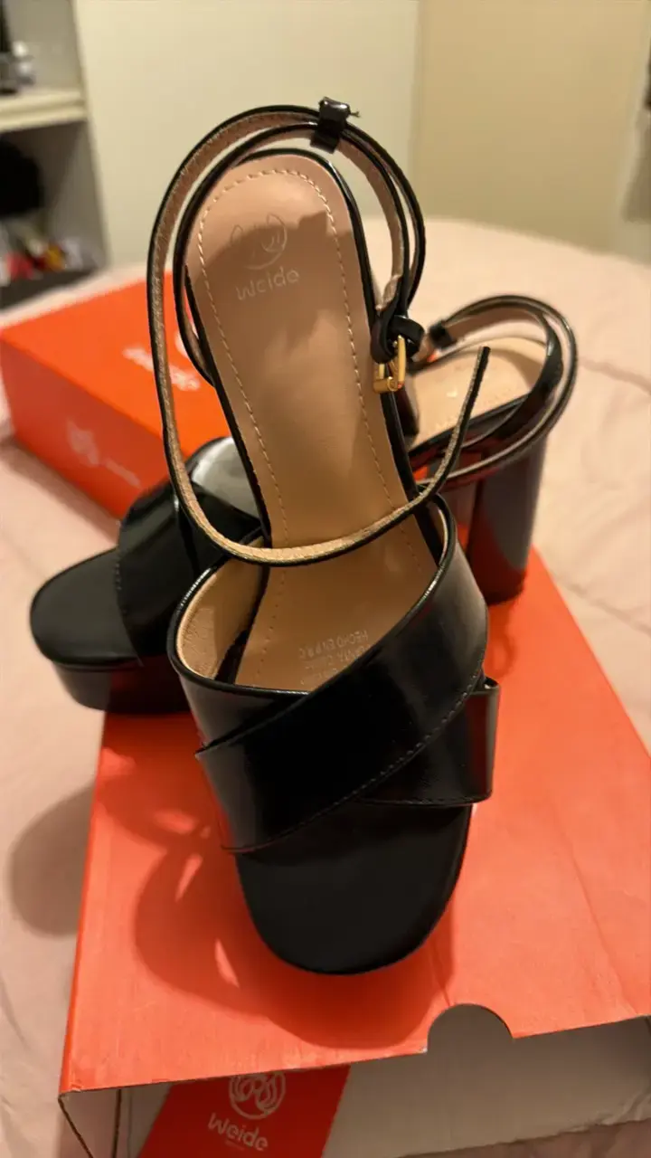 Sandalias negras de cuero Weide con tacón - 3