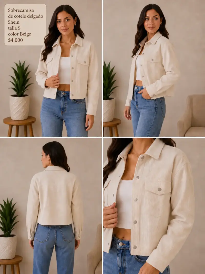 Sobrecamisa de cotele beige Shein talla S