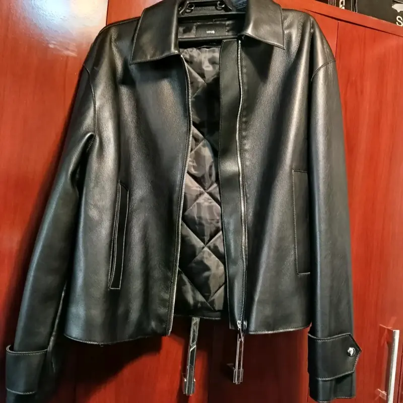 Chaqueta de cuero negra MNG para mujer - 1