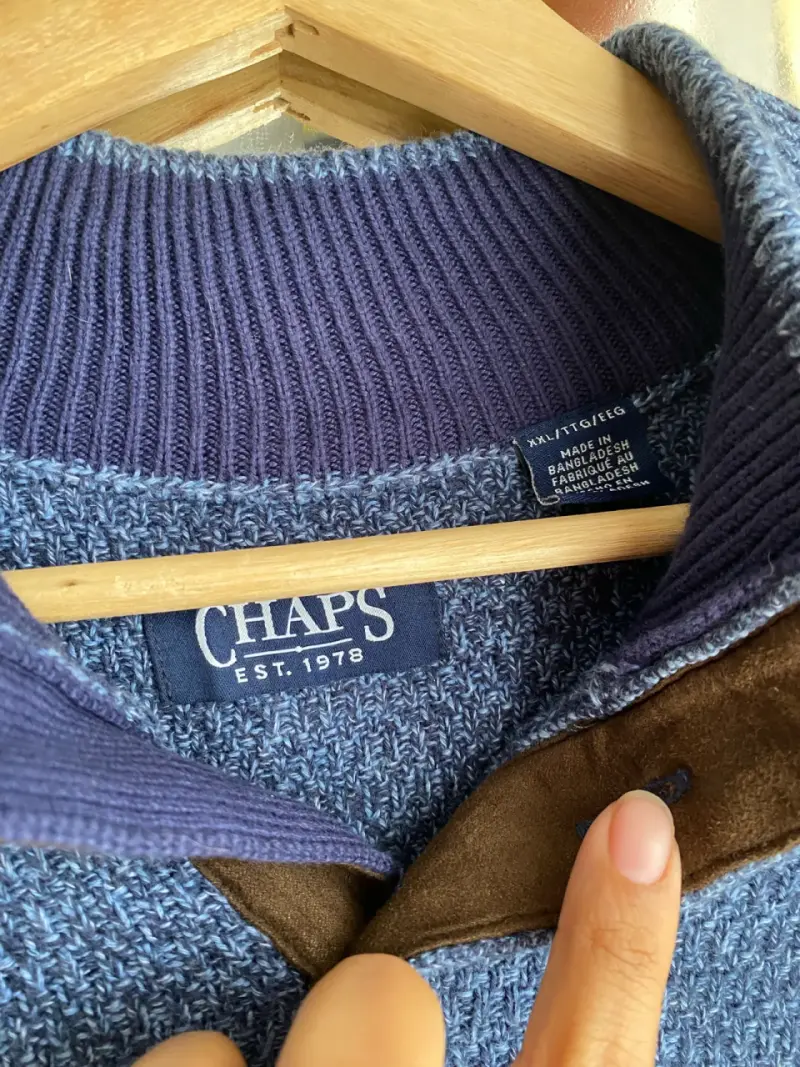 Suéter azul de hombre Chaps con cuello alto - 2