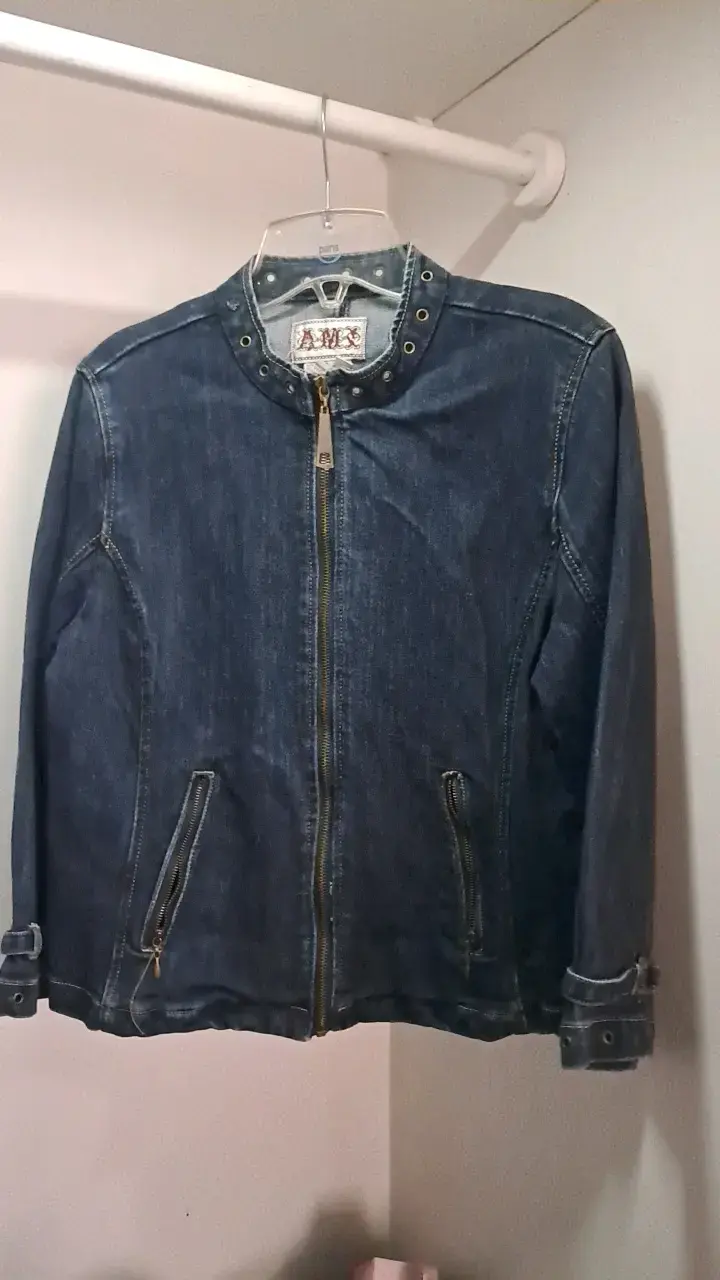 Chaqueta de mezclilla azul con cierre - 1