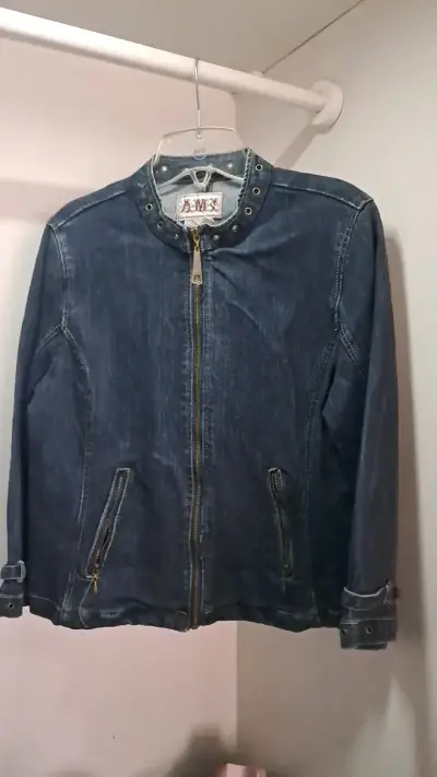 Chaqueta de mezclilla azul con cierre - miniatura 1