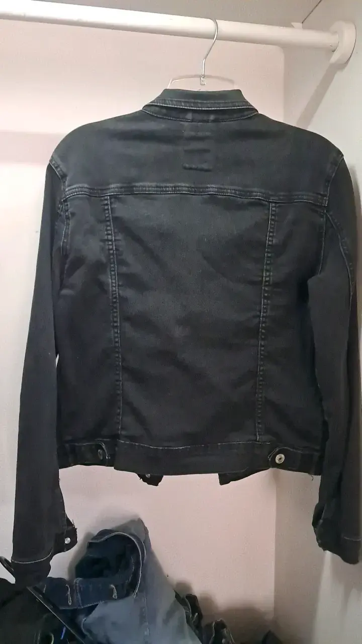 Chaqueta de mezclilla negra para mujer talla M - 2