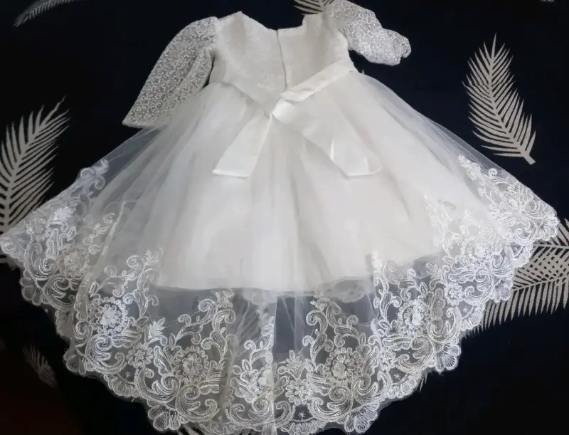 Vestido de bautizo blanco con encaje - 2