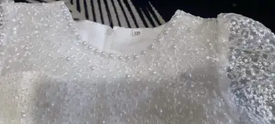 Vestido de bautizo blanco con encaje - miniatura 3