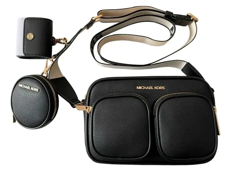 Bolso bandolera Michael Kors negro con accesorios - 2