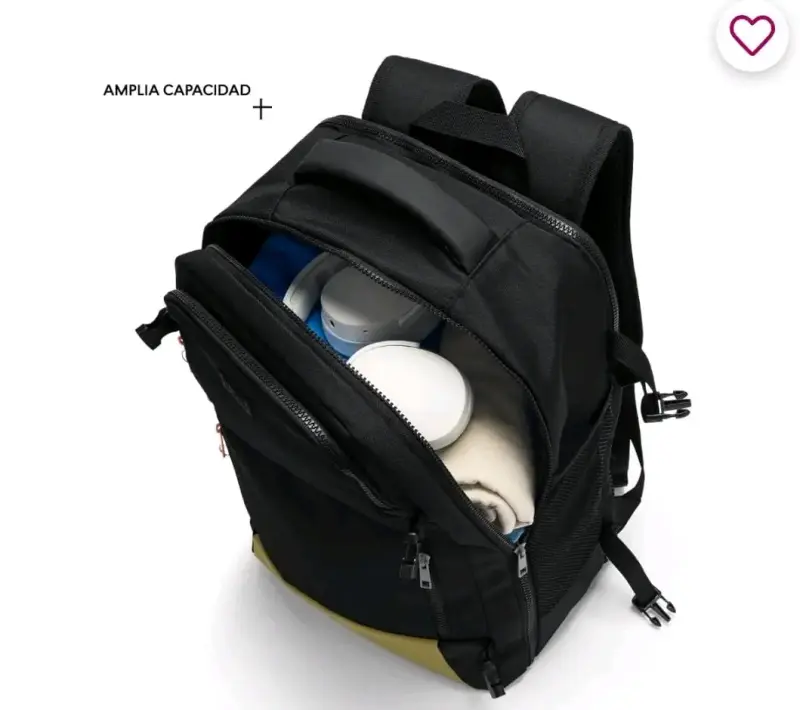 Mochila negra con compartimentos múltiples - 3