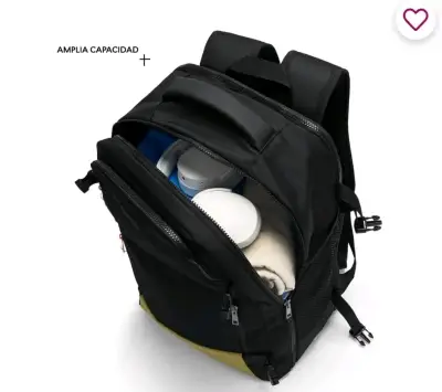 Mochila negra con compartimentos múltiples - miniatura 3