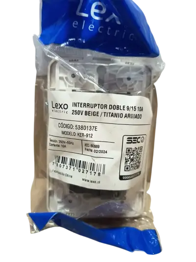 Interruptor Doble 9/15 Beige Titanio Lexo - miniatura 3