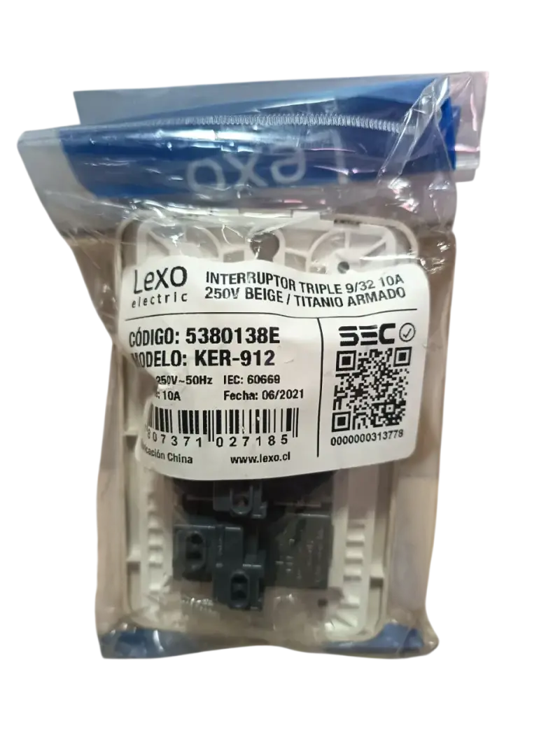 Interruptor Triple 9/32 Beige Titanio Lexo - 2