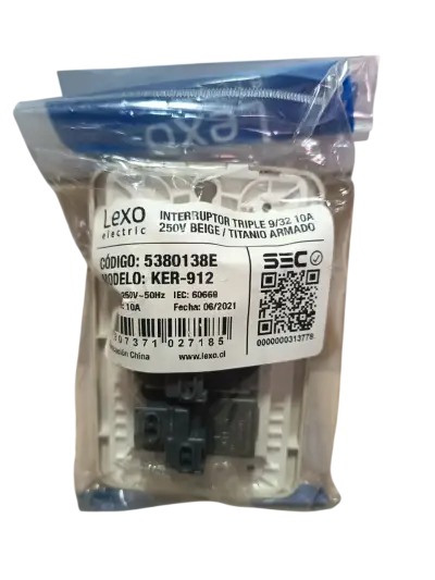 Interruptor Triple 9/32 Beige Titanio Lexo - miniatura 2