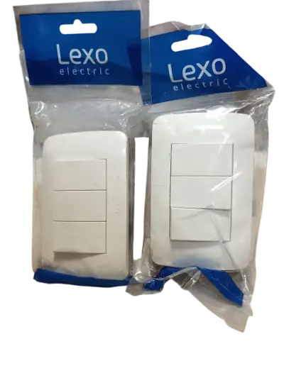 Pack 2 Interruptores Triples 9/32 Blanco Lexo - miniatura 3