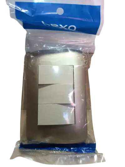Interruptor Triple 9/32 Beige Titanio Lexo - miniatura 3