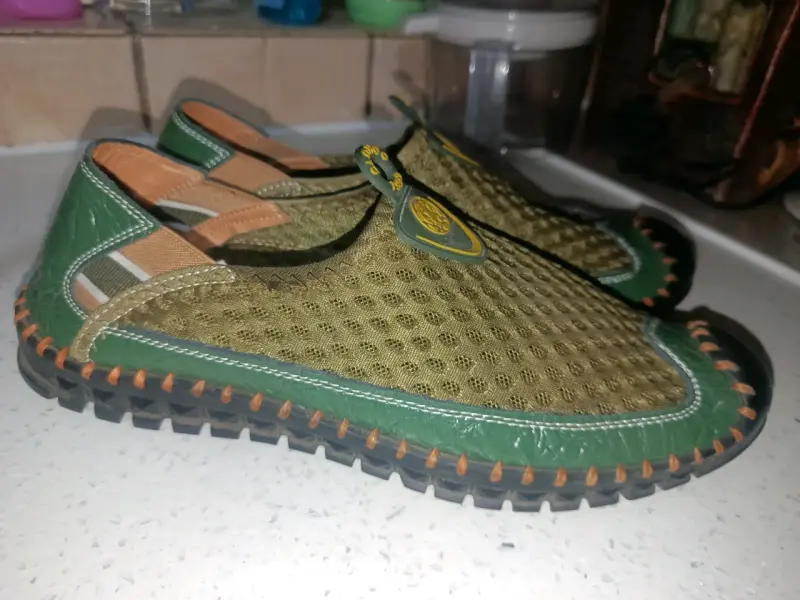 Zapatos mocasines verdes de cuero para hombre - 2