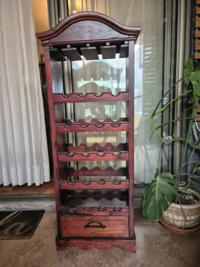 Botellero de madera para 20 botellas con cajón - miniatura 1