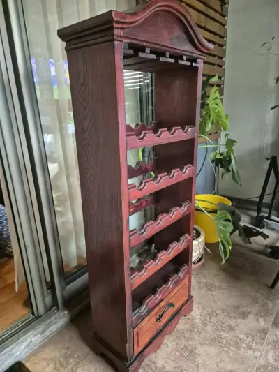 Botellero de madera para 20 botellas con cajón - miniatura 2