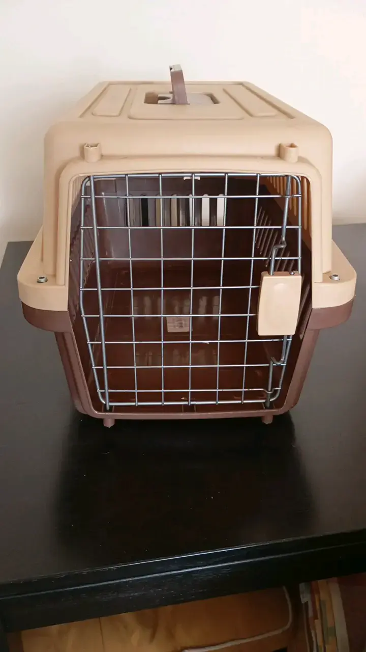 Transportadora para mascotas mediana beige y marrón - 2