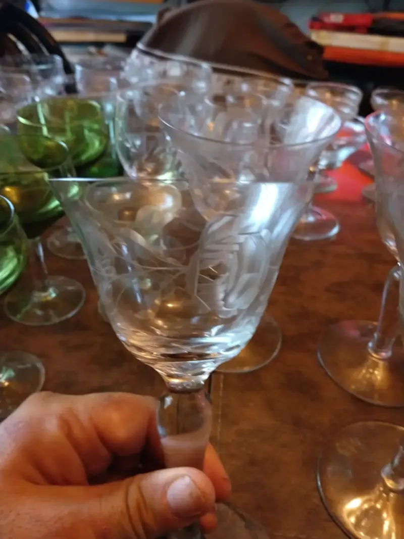 Juego de copas de cristal yungay tallado vintage - 2
