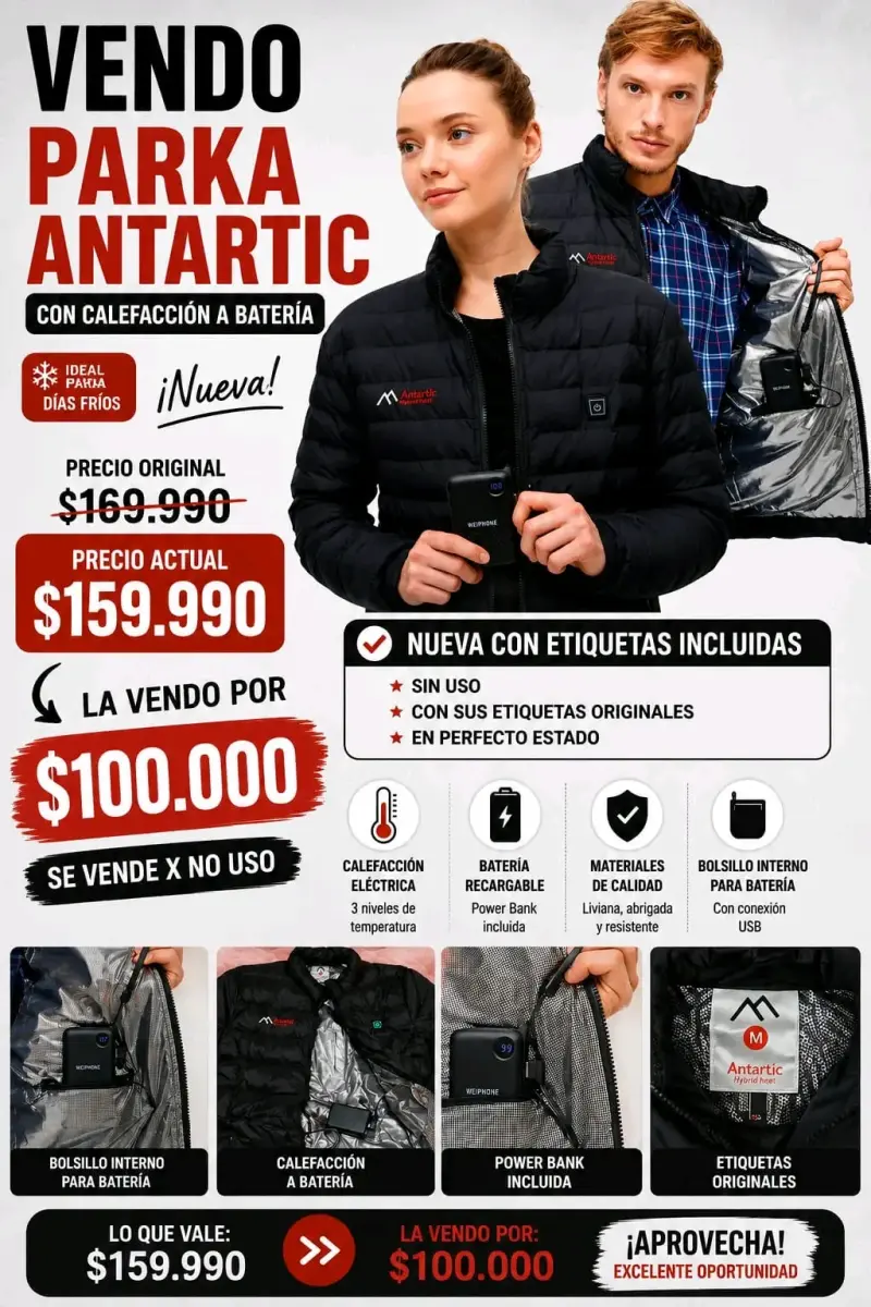 Parka Antarctic con calefacción a batería nueva