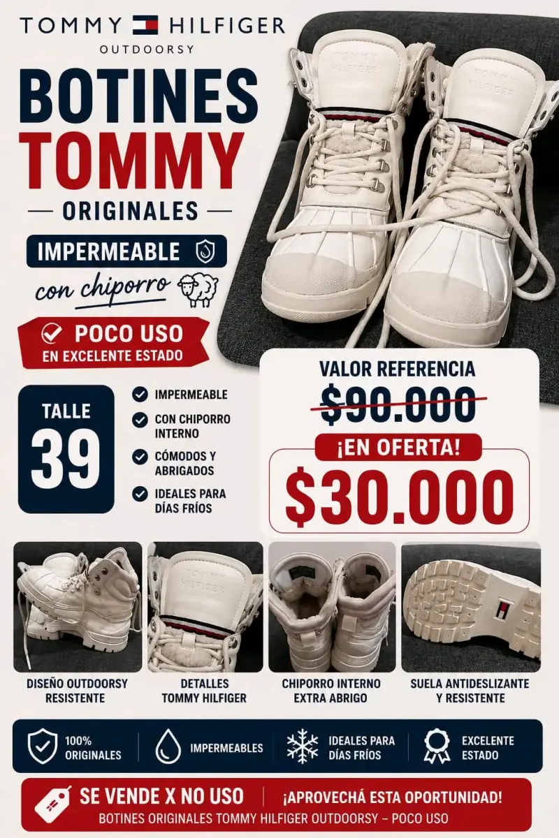 Botines Tommy Hilfiger impermeables con chiporro