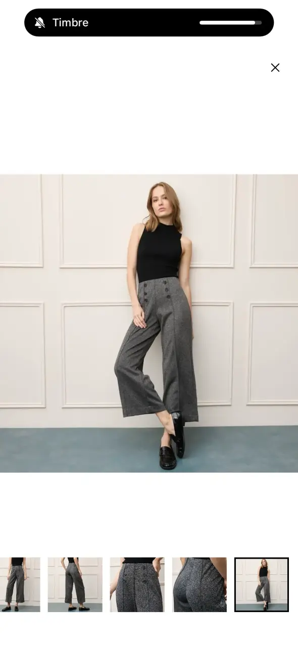 Pantalones anchos grises para mujer - 1