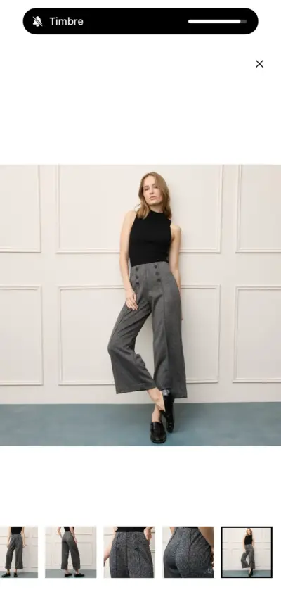 Pantalones anchos grises para mujer - miniatura 1