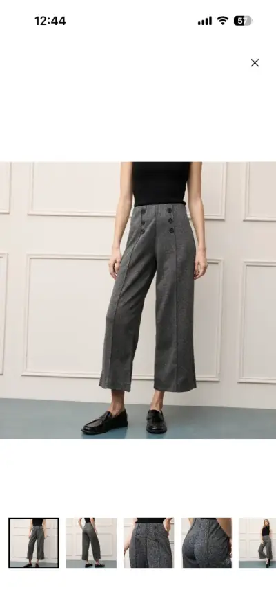 Pantalones anchos grises para mujer - miniatura 2
