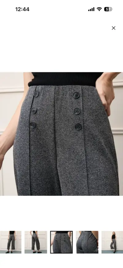 Pantalones anchos grises para mujer - miniatura 3