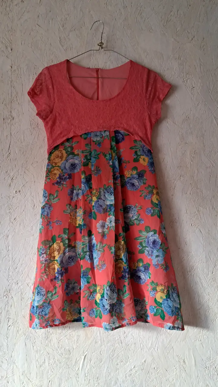 Vestido floral coral para niña talla 8/10 años - 1
