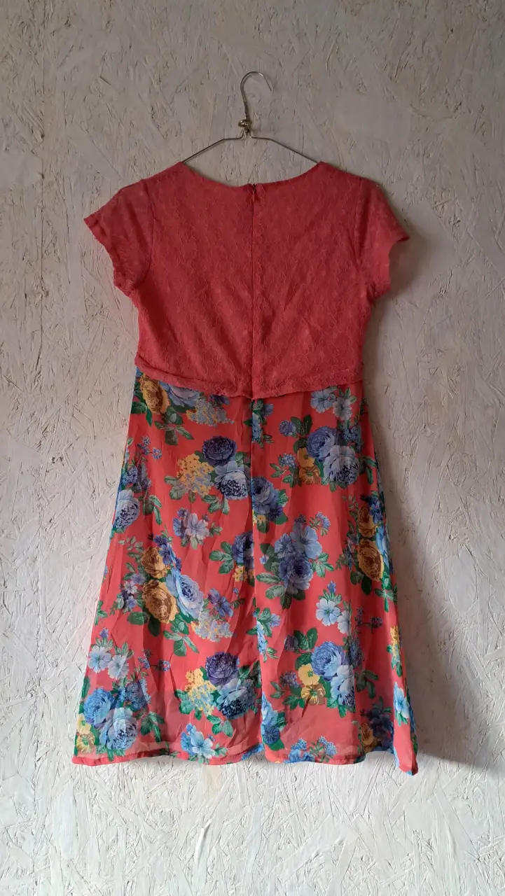 Vestido floral coral para niña talla 8/10 años - 3