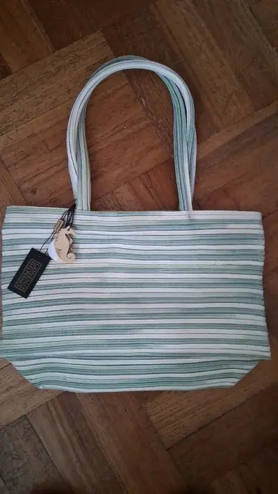 Bolso de tela rayado estilo playero - miniatura 1