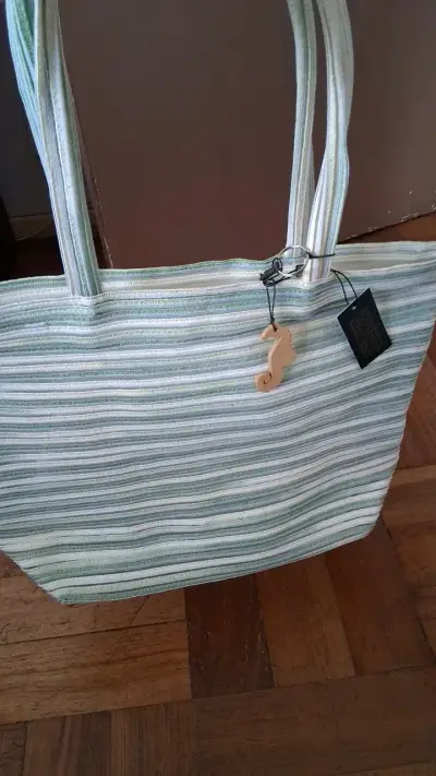 Bolso de tela rayado estilo playero - miniatura 3