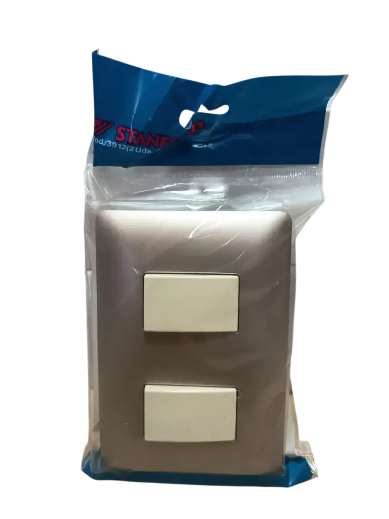 Pack 2 Interruptor Doble 9/15 Champaña Stanford - 3